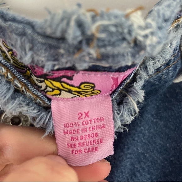 Women's Size:2X 90s Y2K Denim Two Toned Button Fly Low- Mid Rise Cropped Jeans - Picture 4 of 6